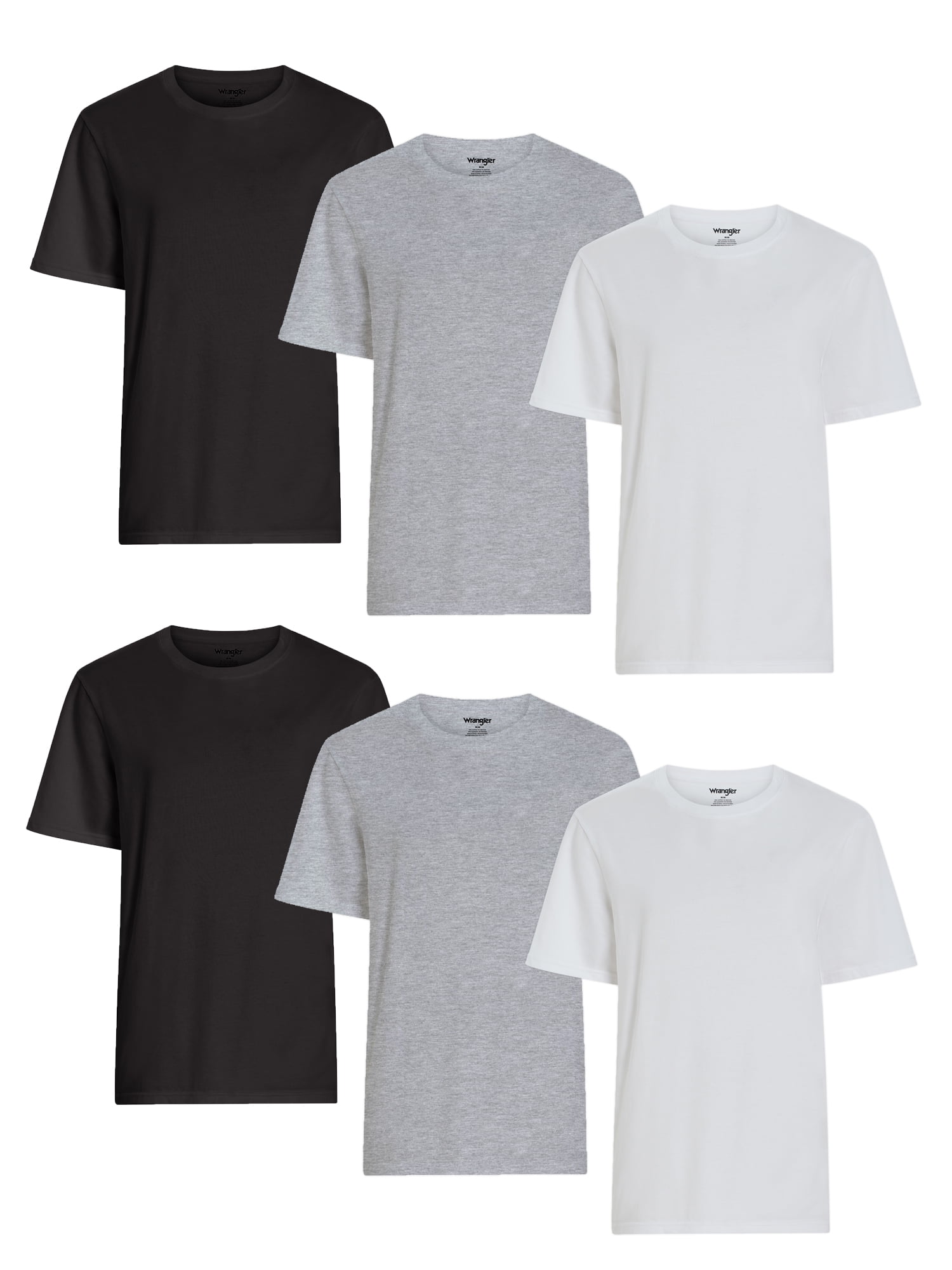 Wrangler Crew Neck Cotton Stretch Soft Undershirts for Men, 6-Pack (S-3XL)