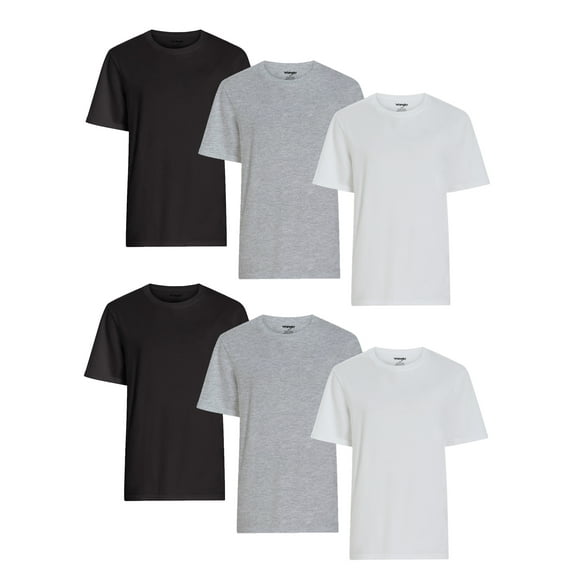 Wrangler Cotton Stretch Crew Neck Relaxed Fit Undershirts for Men, 6-Pack (S-3XL)