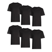 Wrangler Crew Neck Cotton Stretch Men's Undershirt, XL, Black, 6-Pack