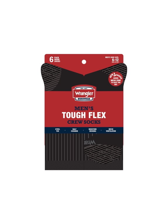 Men's Crew Work Socks, 6 Pack