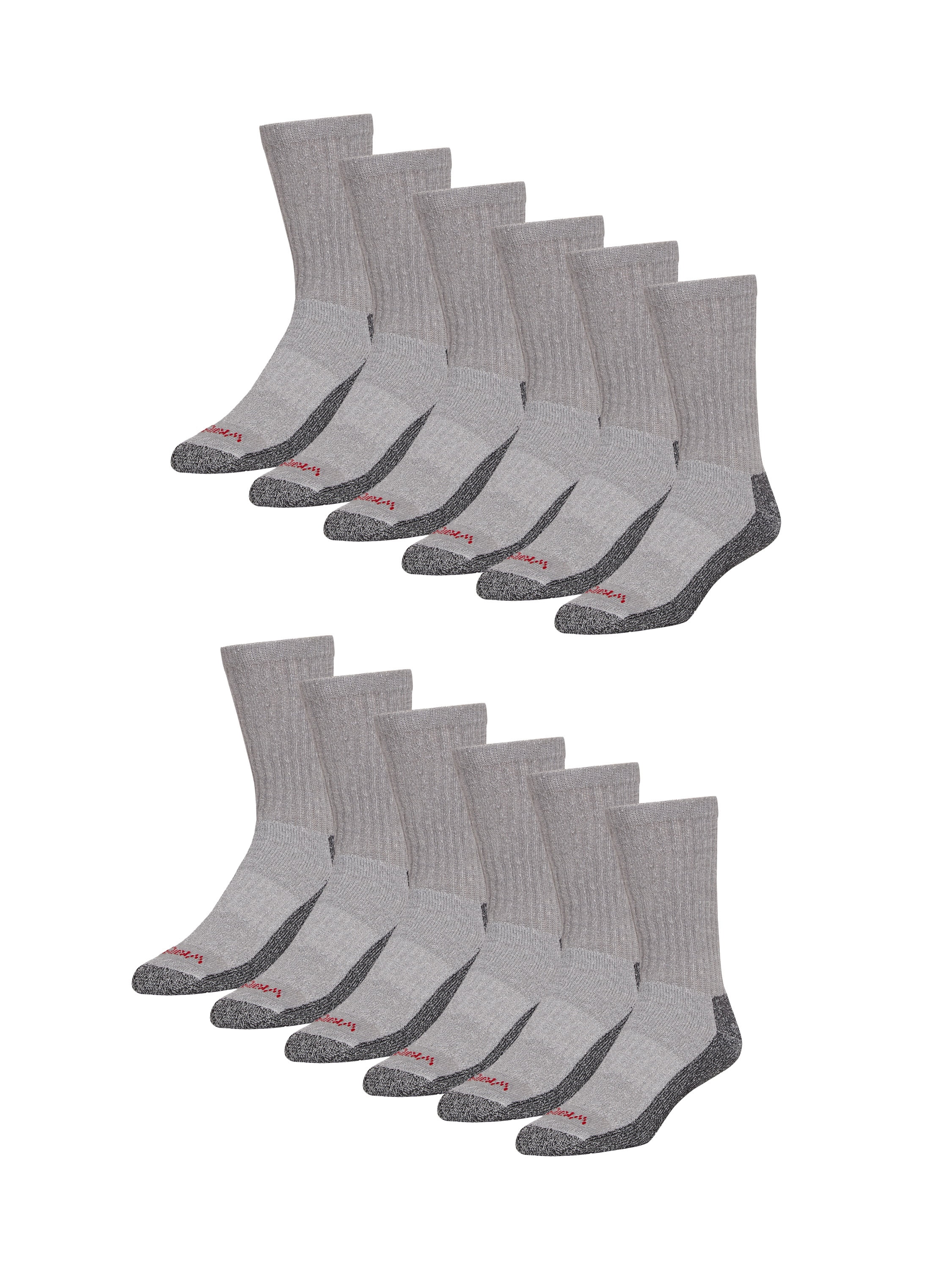 Wrangler Cushion Crew Socks for Men, Size 13-15, Gray, 6 Pairs
