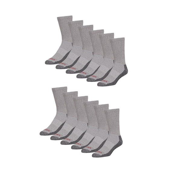 Wrangler Cushion Crew Socks for Men, Size 6-12, Gray, 6 Pairs