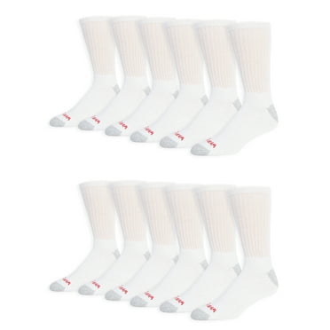 Wrangler Men's Cushion Crew Socks, Work Socks for Men, White, 12 Pack