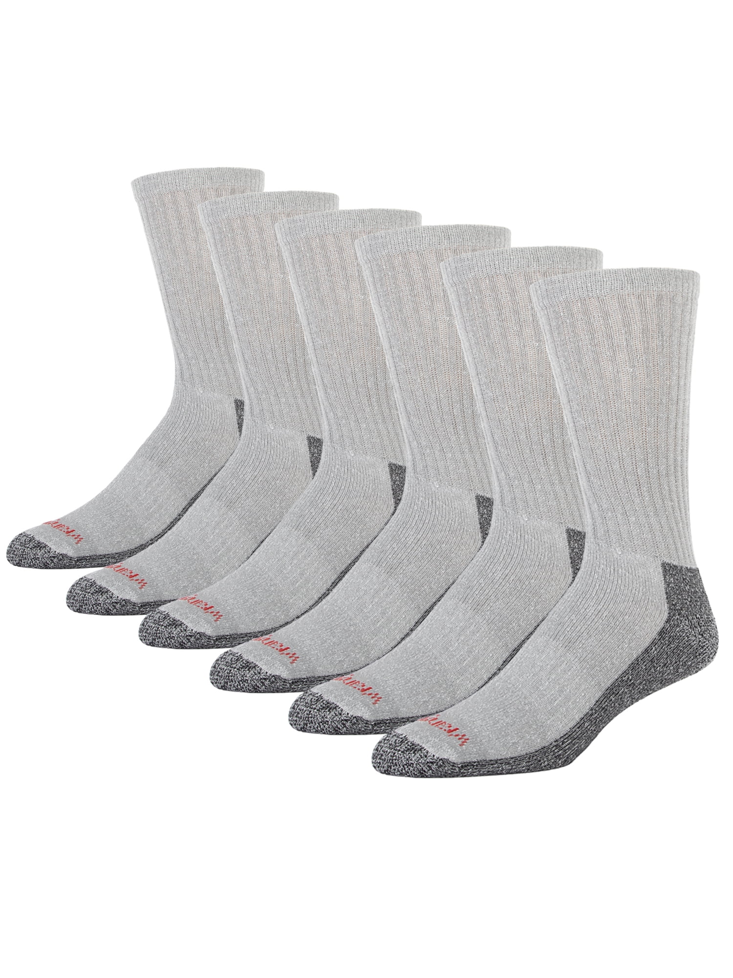 Wrangler Cushion Crew Work Socks for Men, Solid Print, Size 10-13, 6 Pairs