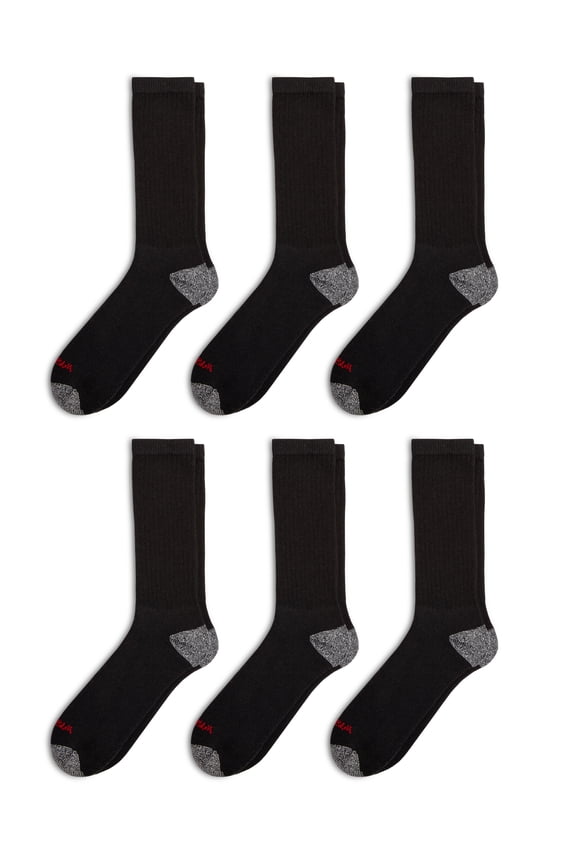 Cushioned Crew Work Socks for Men, Polyester Blend, 12 Pairs, Size 13-15