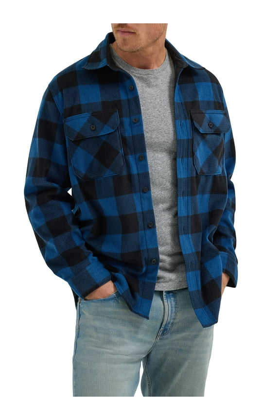 Men's Fleece Buffalo Plaid Relaxed Fit Long Sleeve Shirt, S-3XL