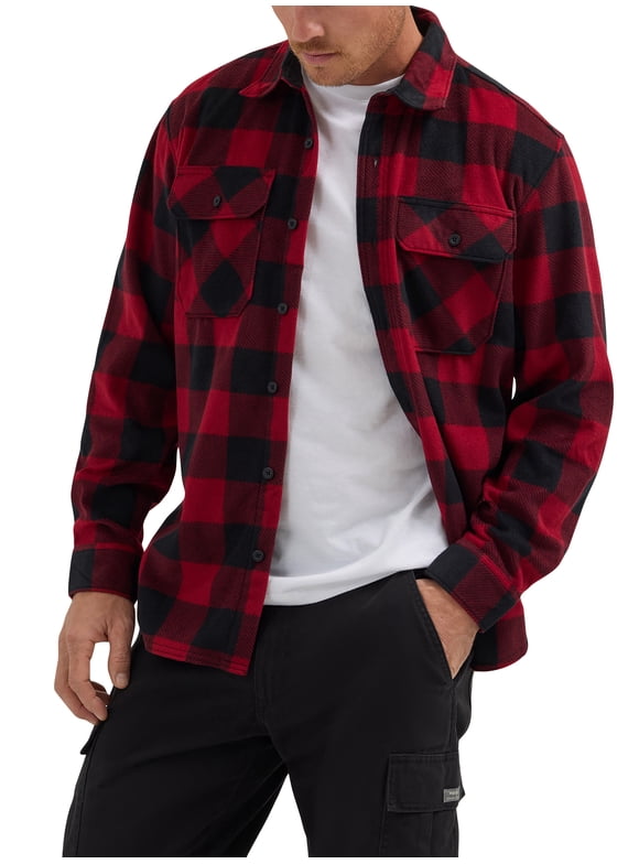 Men's Fleece Buffalo Plaid Relaxed Fit Long Sleeve Shirt, S-3XL