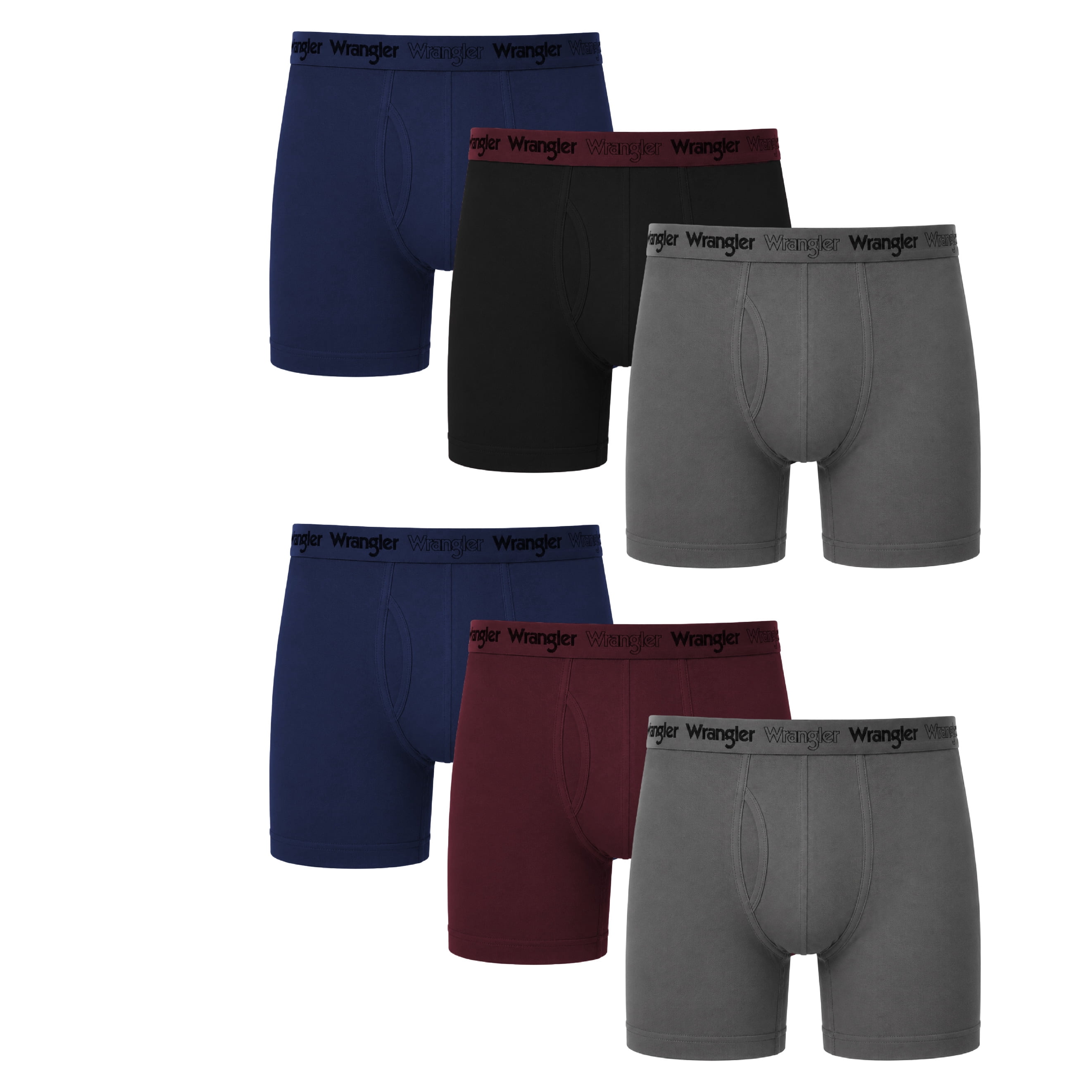 Wrangler Men's Flex Microfiber 6" Boxer Brief, 6 Pack