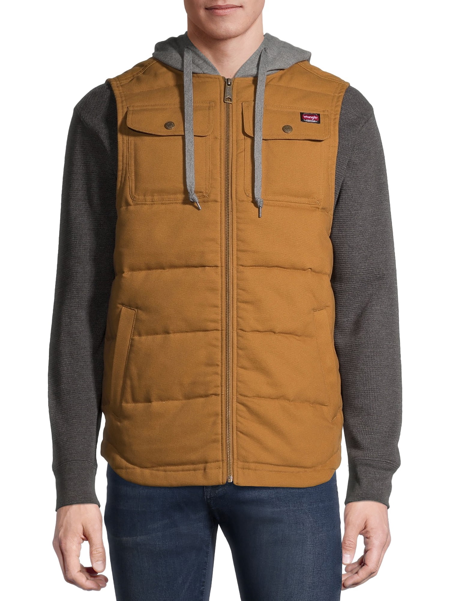 Wrangler Workwear Men s Flex Work Vest with Comfort Fleece Hood