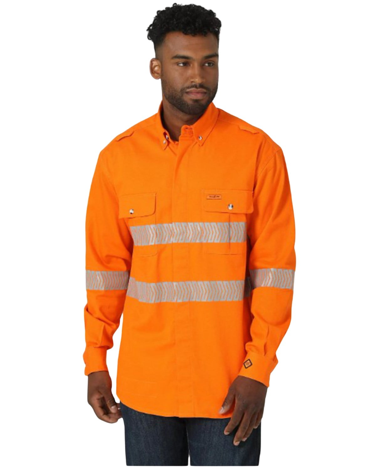 Wrangler Men's Fr High Visibility Work Shirt Orange Medium