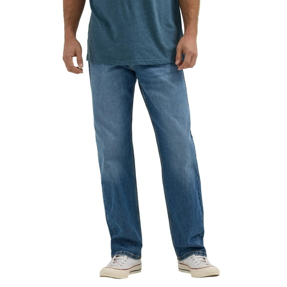 Wrangler Men's Free-to-Stretch Relaxed Fit Jean, Mid Denim