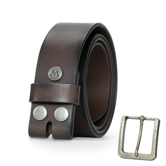 Wrangler Men's Genuine Leather Belt with Removable Buckle, 38mm Casual Belt for Jeans, Unique Fathers Day Gifts, Gift for Men
