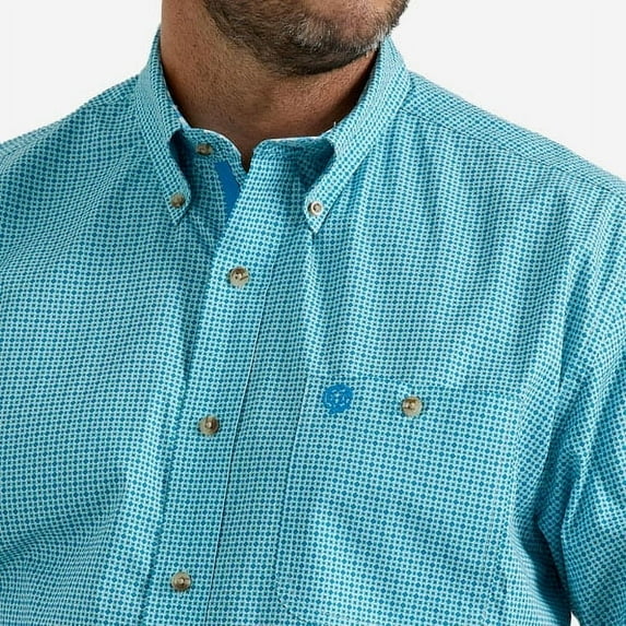 Wrangler Men's George Straight Aqua Button Down Shirt 112346539