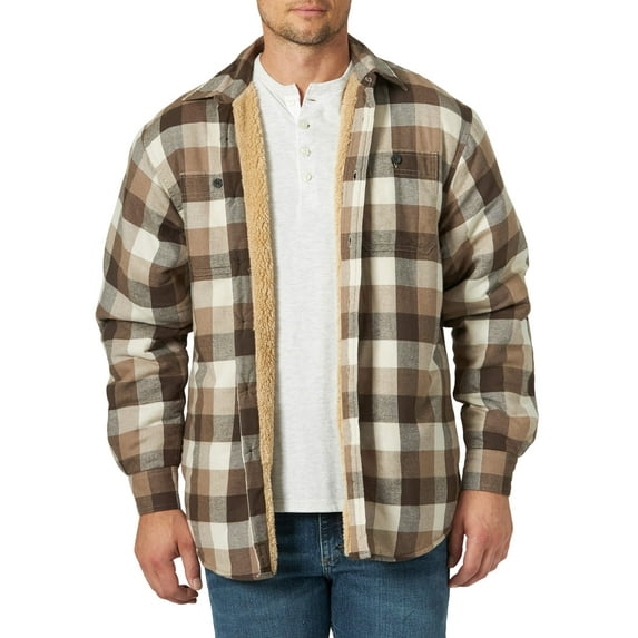 Wrangler Men's Heavyweight Plaid Sherpa Lined Shirt Jacket