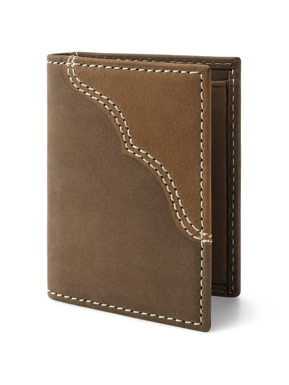 Men's Western Slim RFID Blocking Genuine Leather Bifold Wallet, Brown