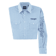 thumbnail image 1 of Wrangler® Men's Logo Geometric Print Blue Button Down Shirt 112318482, 1 of 2
