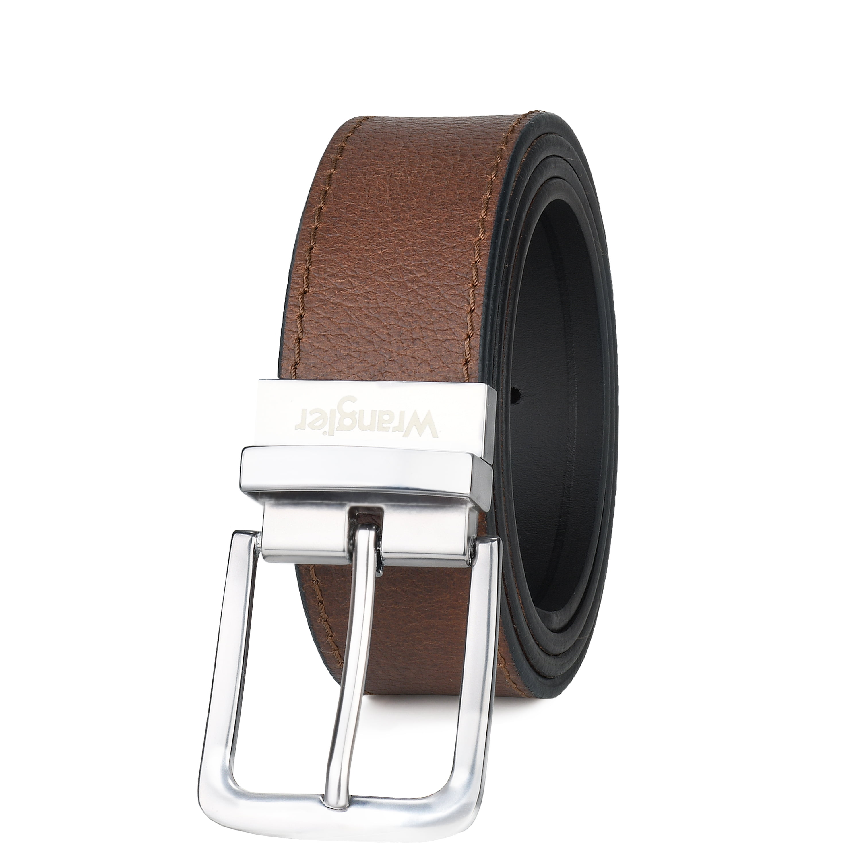 wrangler ベルト　MAL-0544 Wrangler Men's Brown Rivet Stitch Belt with Antique Nickel