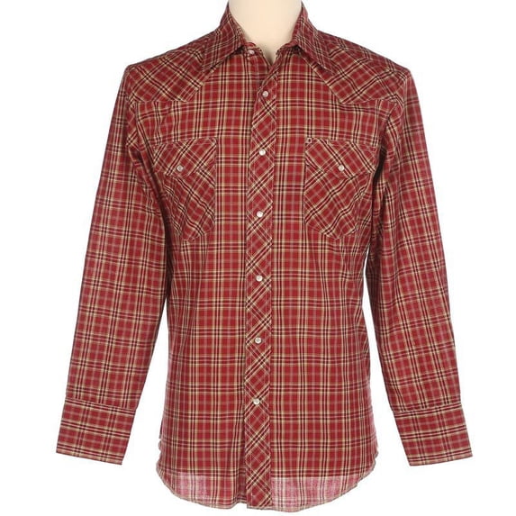 Wrangler Men's Long Sleeve 2 Pocket Plaid Woven Western Shirt