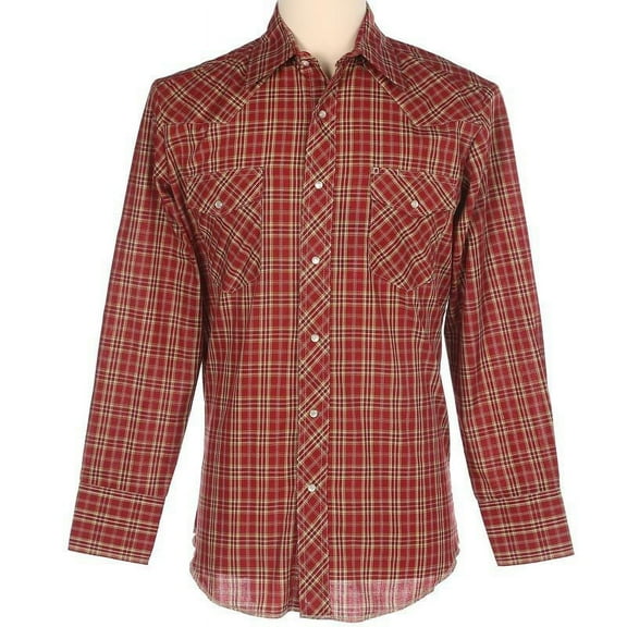 Wrangler Men's Long Sleeve 2 Pocket Plaid Woven Western Shirt