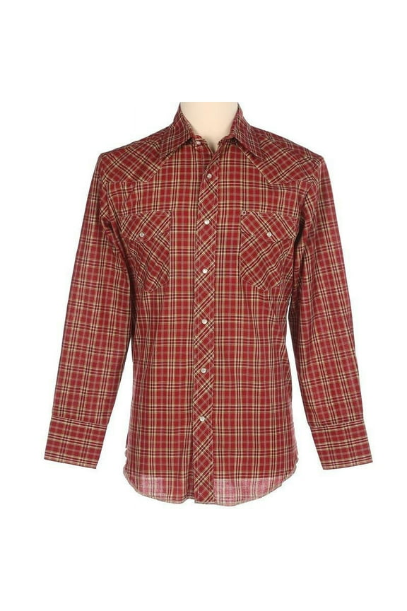 Men's Long Sleeve 2 Pocket Plaid Woven Western Shirt