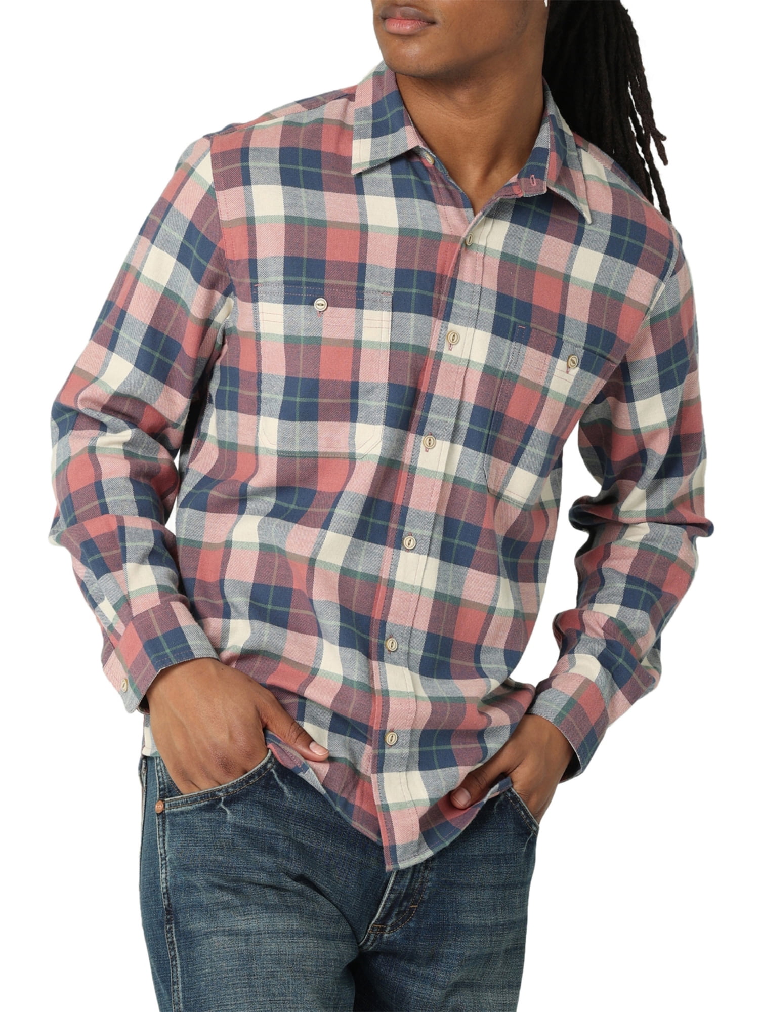 Wrangler Men's Long Sleeve Air Flannel, Sizes S-5XL - Walmart.com