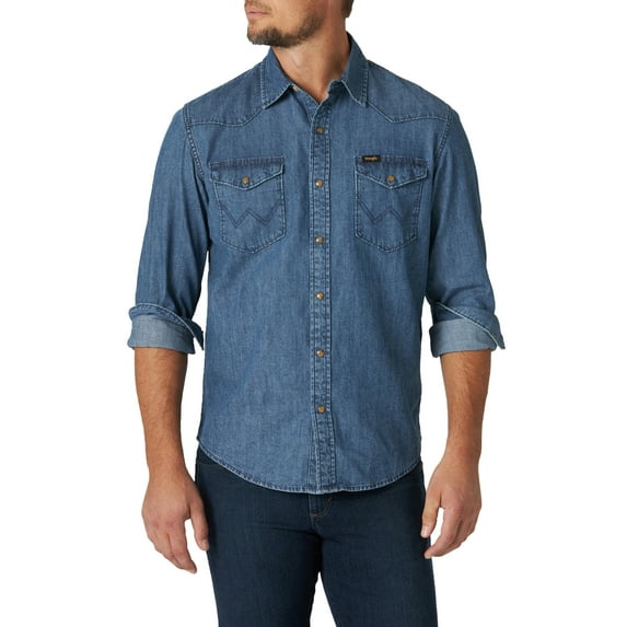 Wrangler Men's Long Sleeve Denim Tops, Size S-3XL
