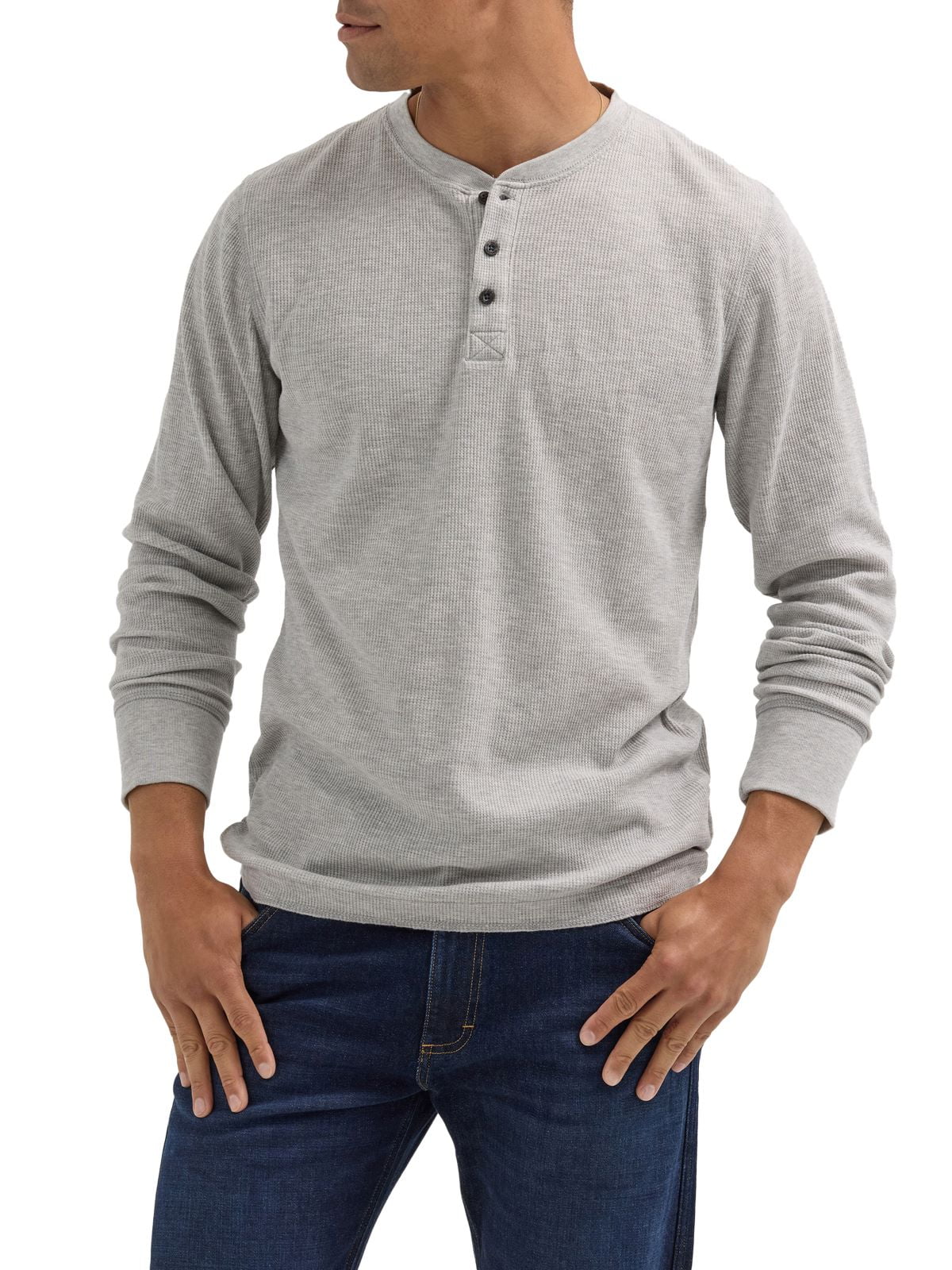 Wrangler Herren Henley Langarm-Shirt Aus Jersey – Baumwollmix, Feuchtigkeitsableitend, Etikettenfrei