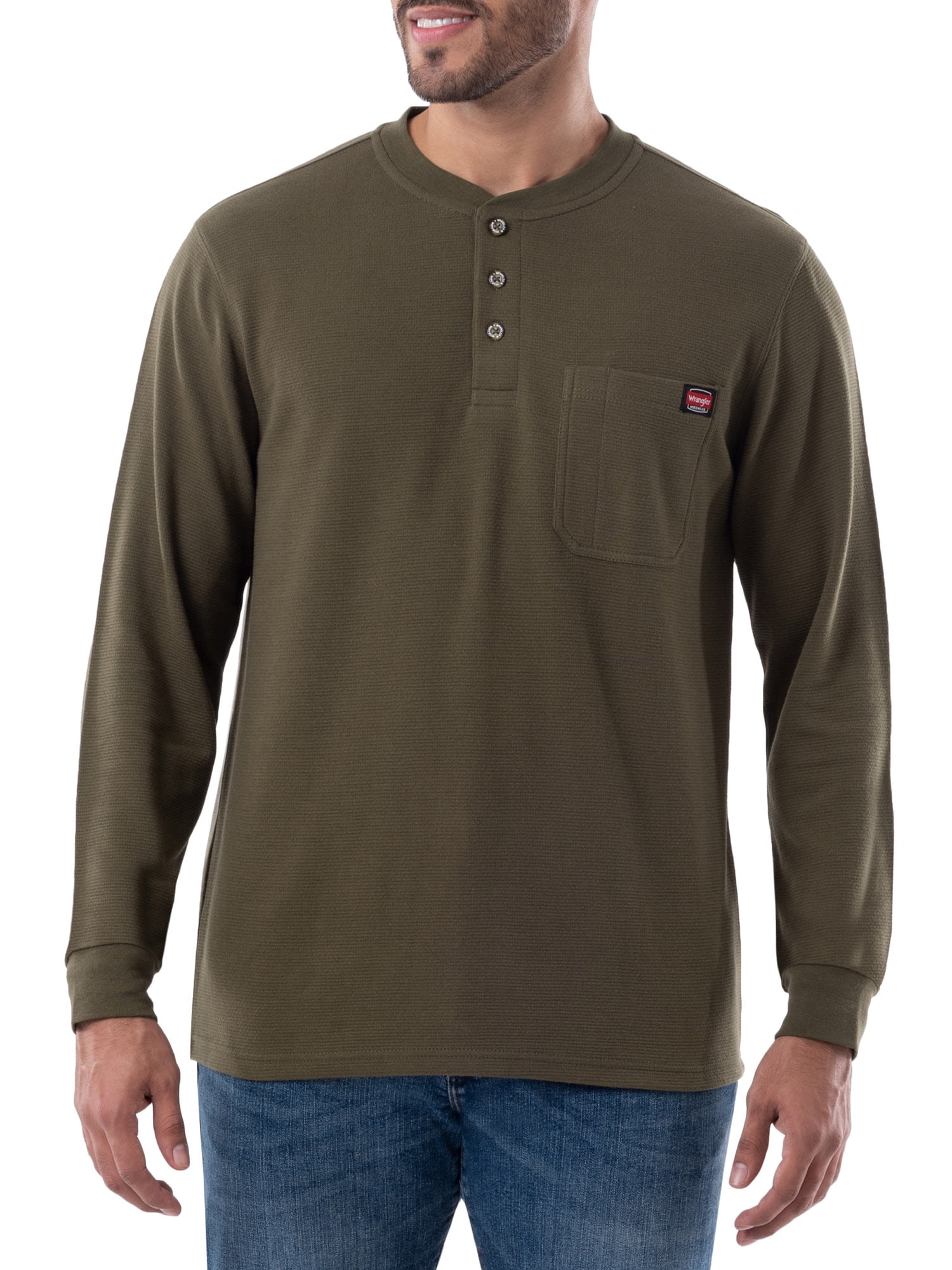 Wrangler Men's Long Sleeve Henley Shirt - Walmart.com