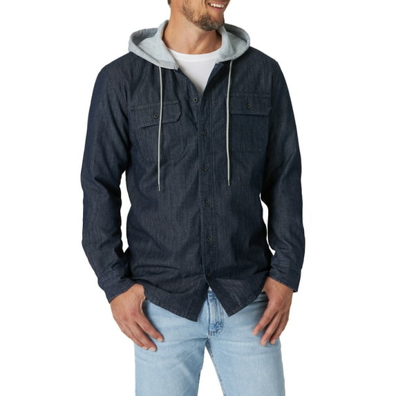 Wrangler Men's Long Sleeve Hooded Lined Flannel Shirt Jacket