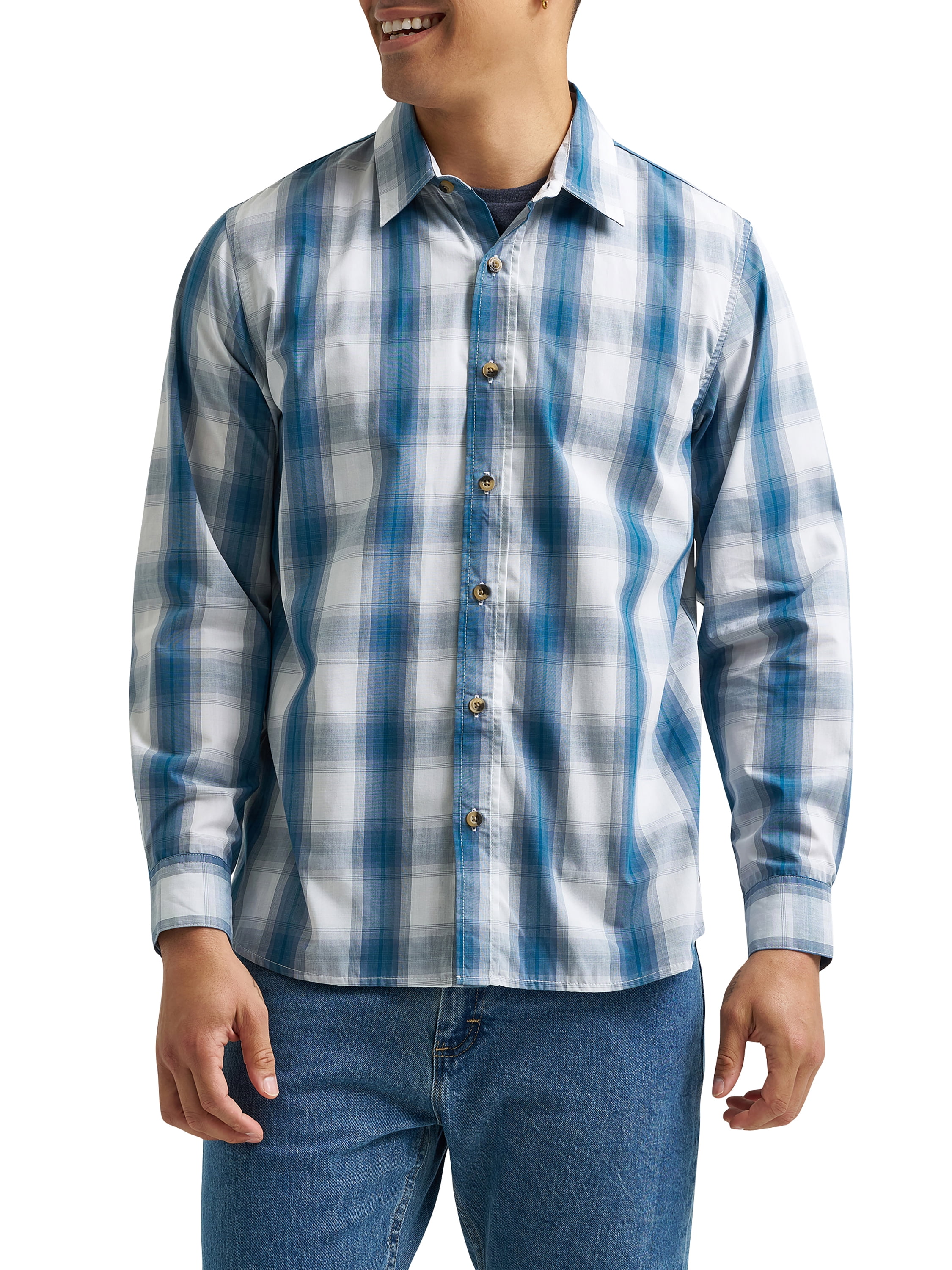 Wrangler® Men's Long Sleeve Plaid Shirt, Sizes S-5XL