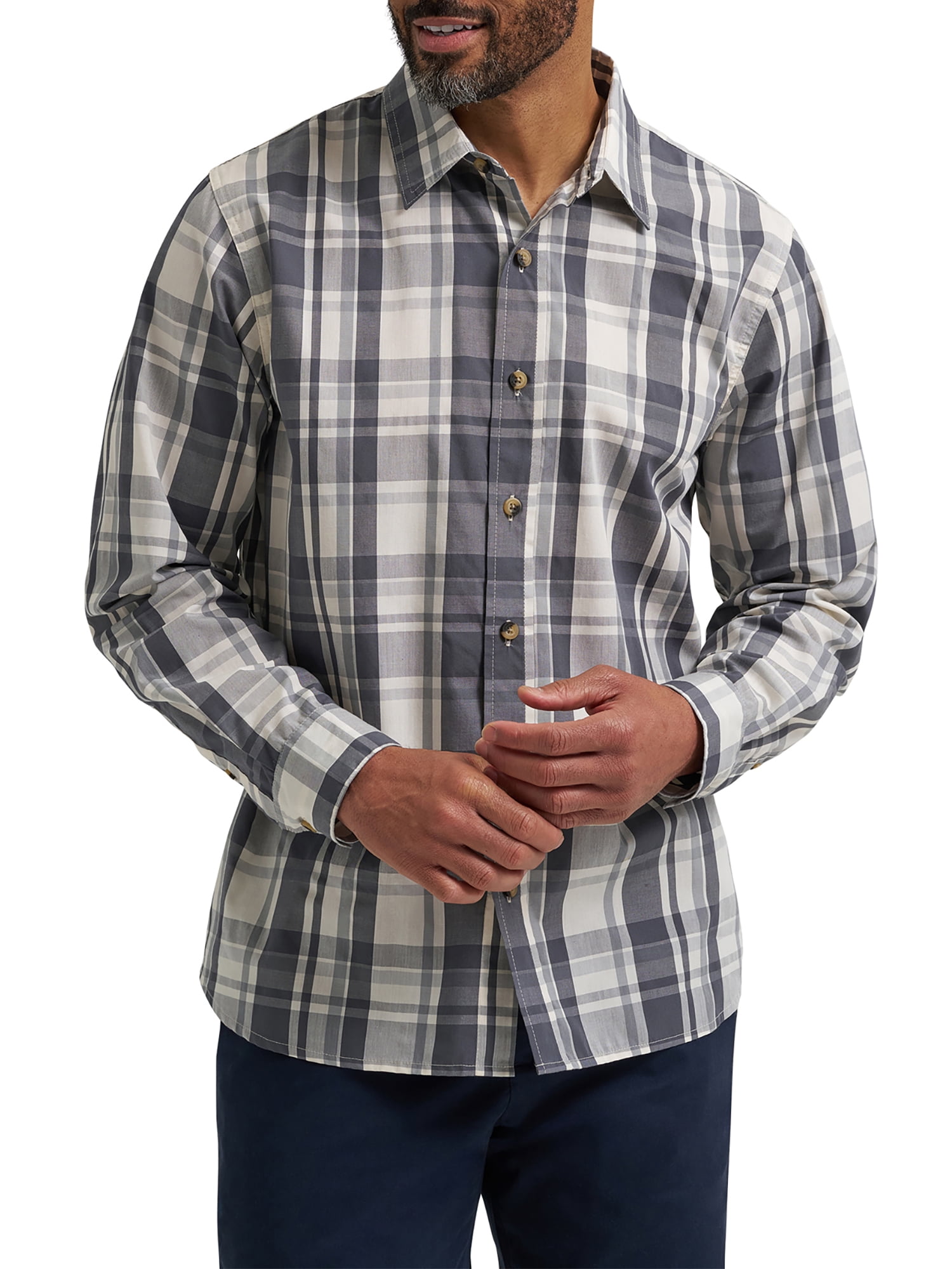 Wrangler® Men's Long Sleeve Plaid Shirt, Sizes S-5XL