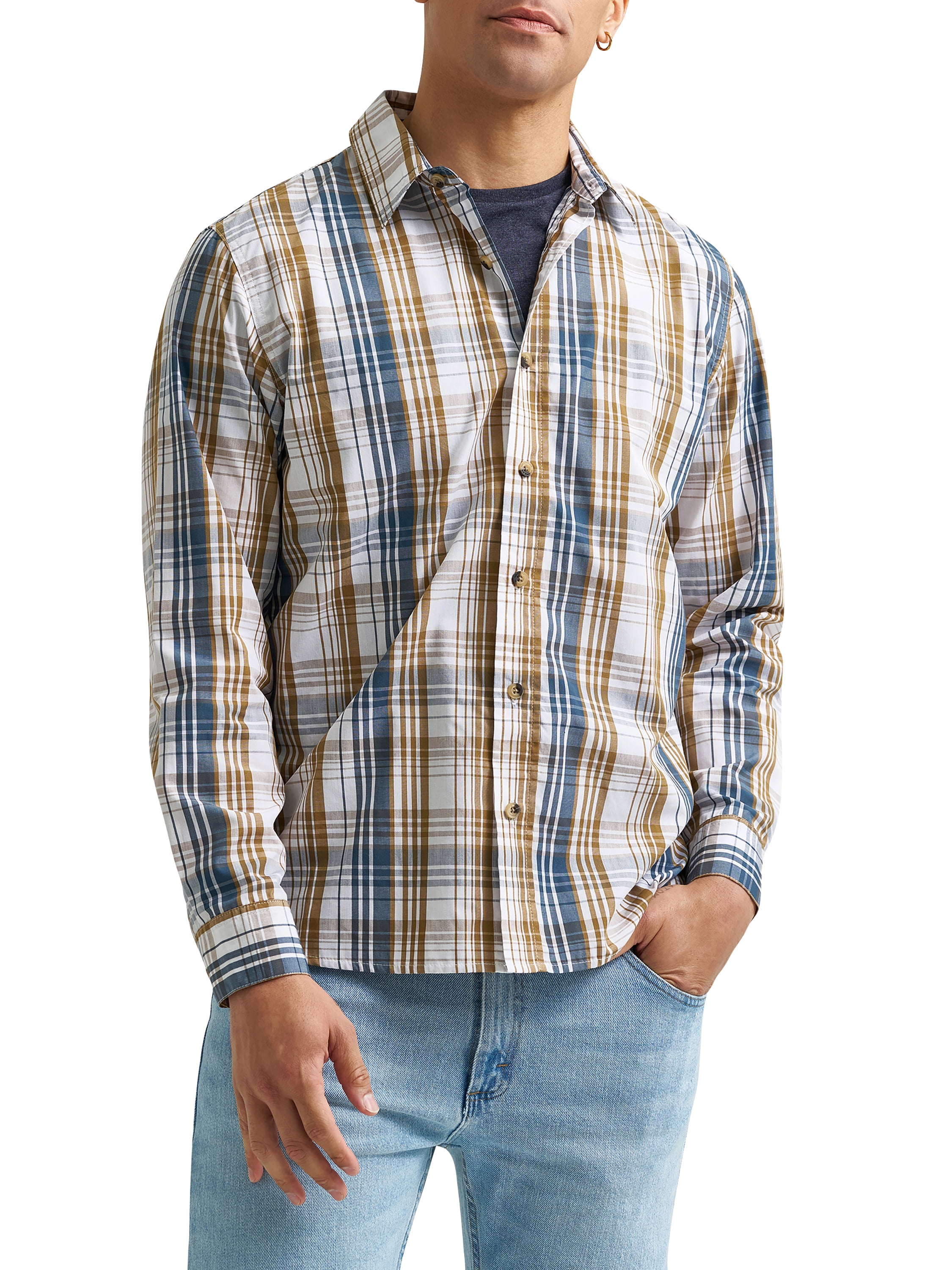 Wrangler® Men's Long Sleeve Plaid Shirt, Sizes S-5XL