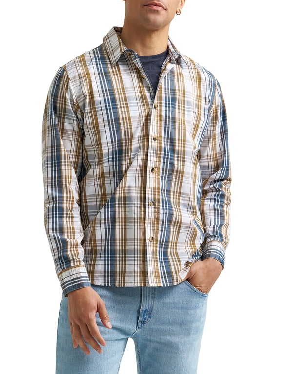 ® Men's Long Sleeve Plaid Shirt, Sizes S-5XL