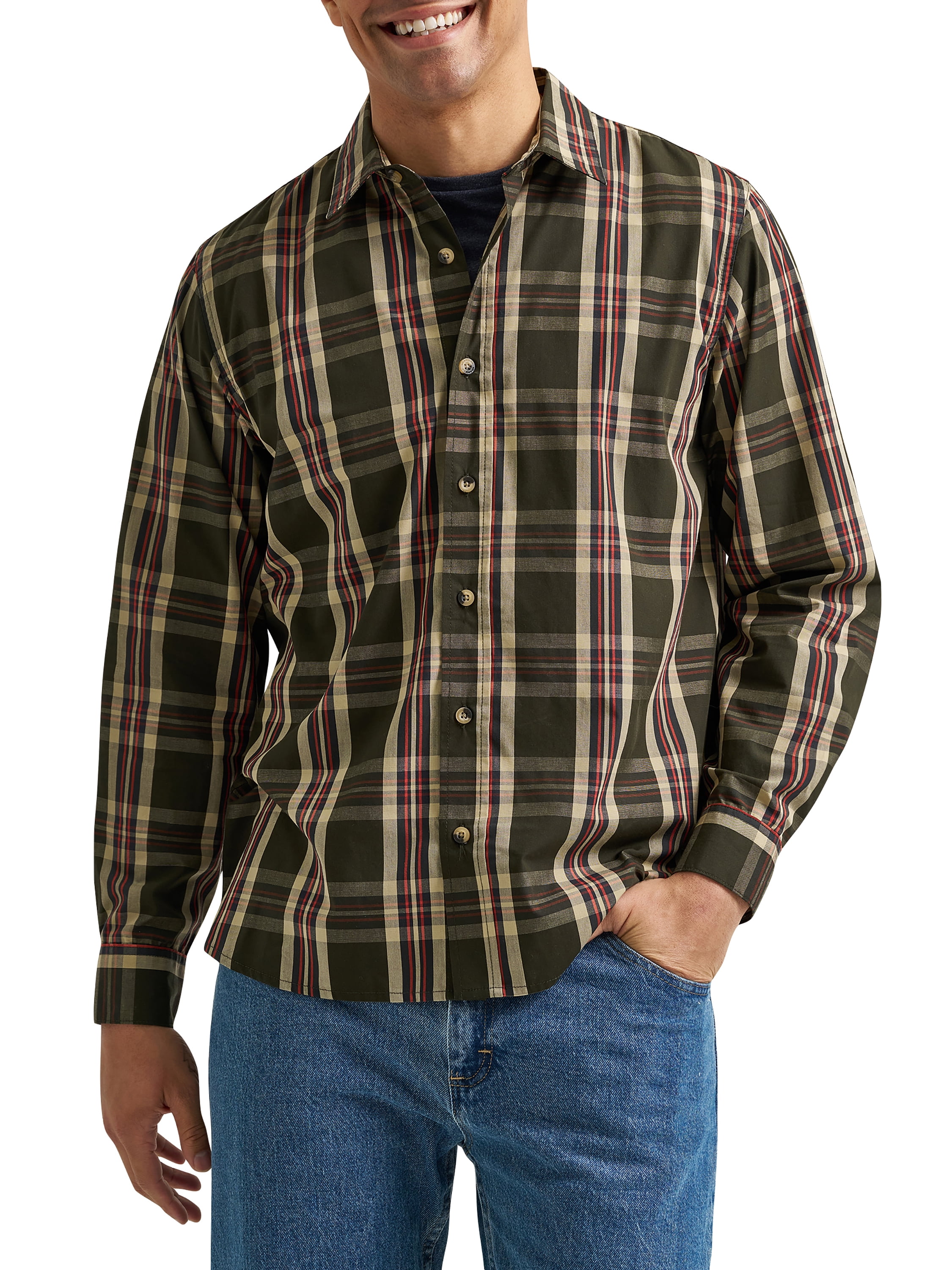 Wrangler® Men's Long Sleeve Plaid Shirt, Sizes S-5XL