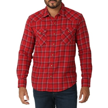 Alimens & Gentle Mens Long Sleeve Red Plaid Flannel Shirts Casual ...