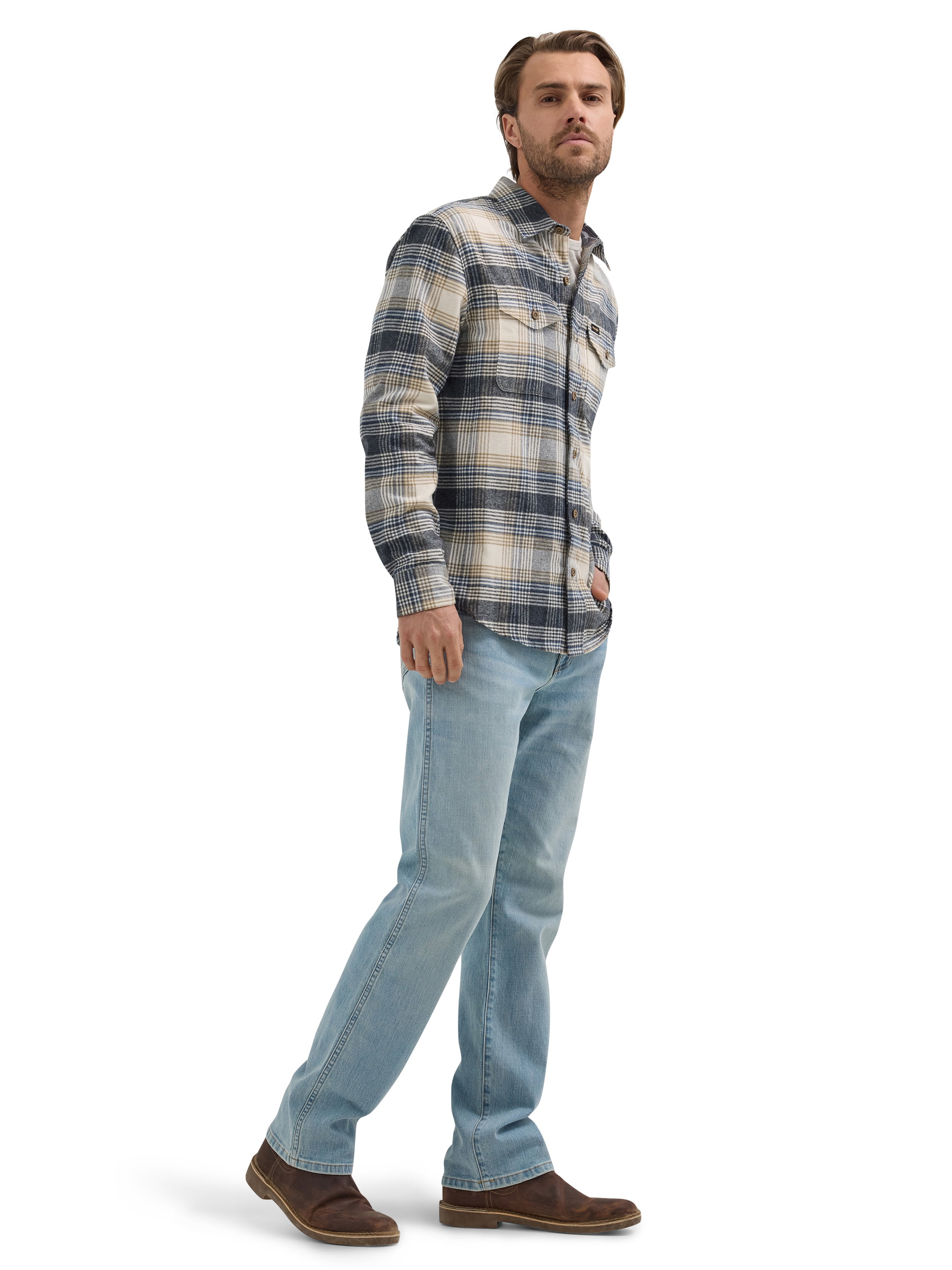 Wrangler Men's Long Sleeve Regular Fit Flannel Plaid Shirt, S-2XL