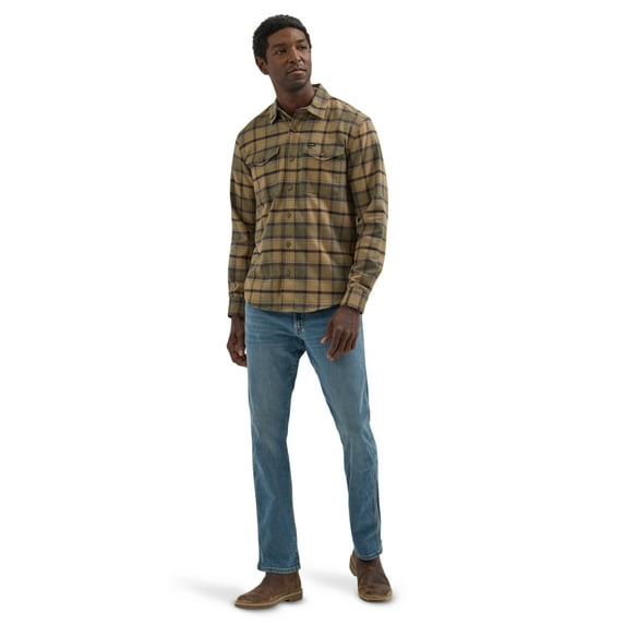Wrangler Men's Long Sleeve Regular Fit Flannel Plaid Shirt, S-2XL