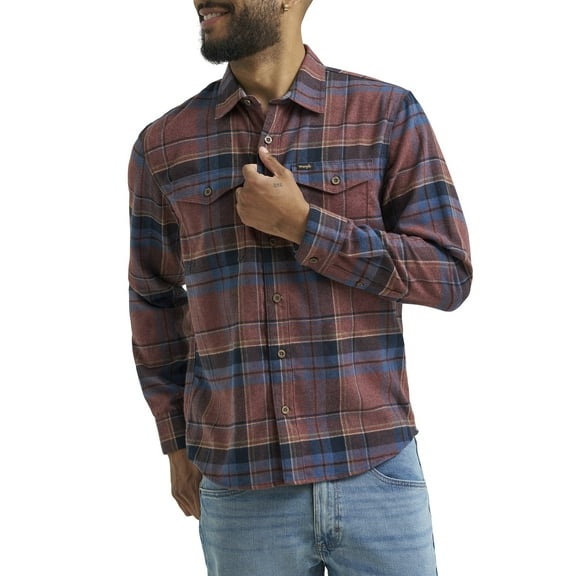 Wrangler Men's Long Sleeve Regular Fit Flannel Plaid Shirt, S-2XL