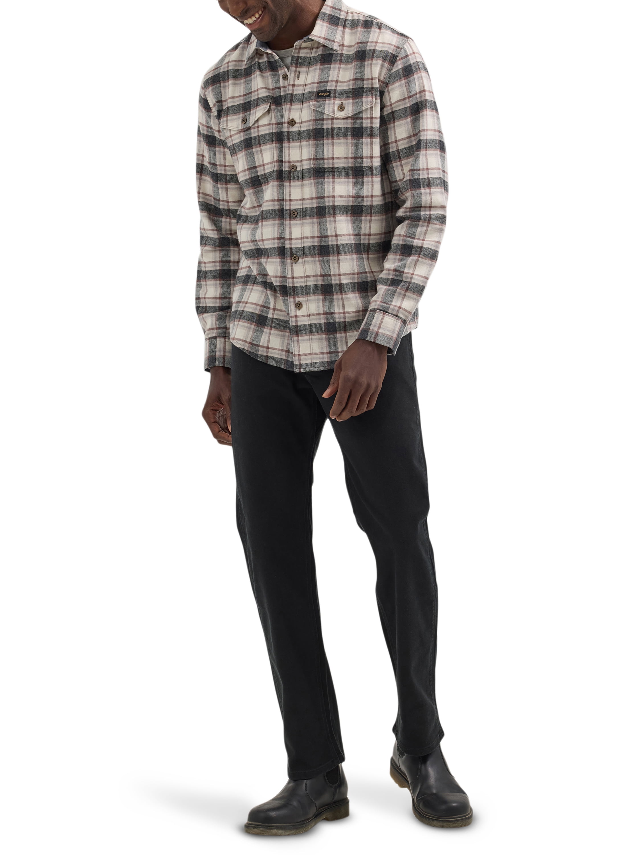 Wrangler Men's Long Sleeve Regular Fit Flannel Plaid Shirt, S-2XL