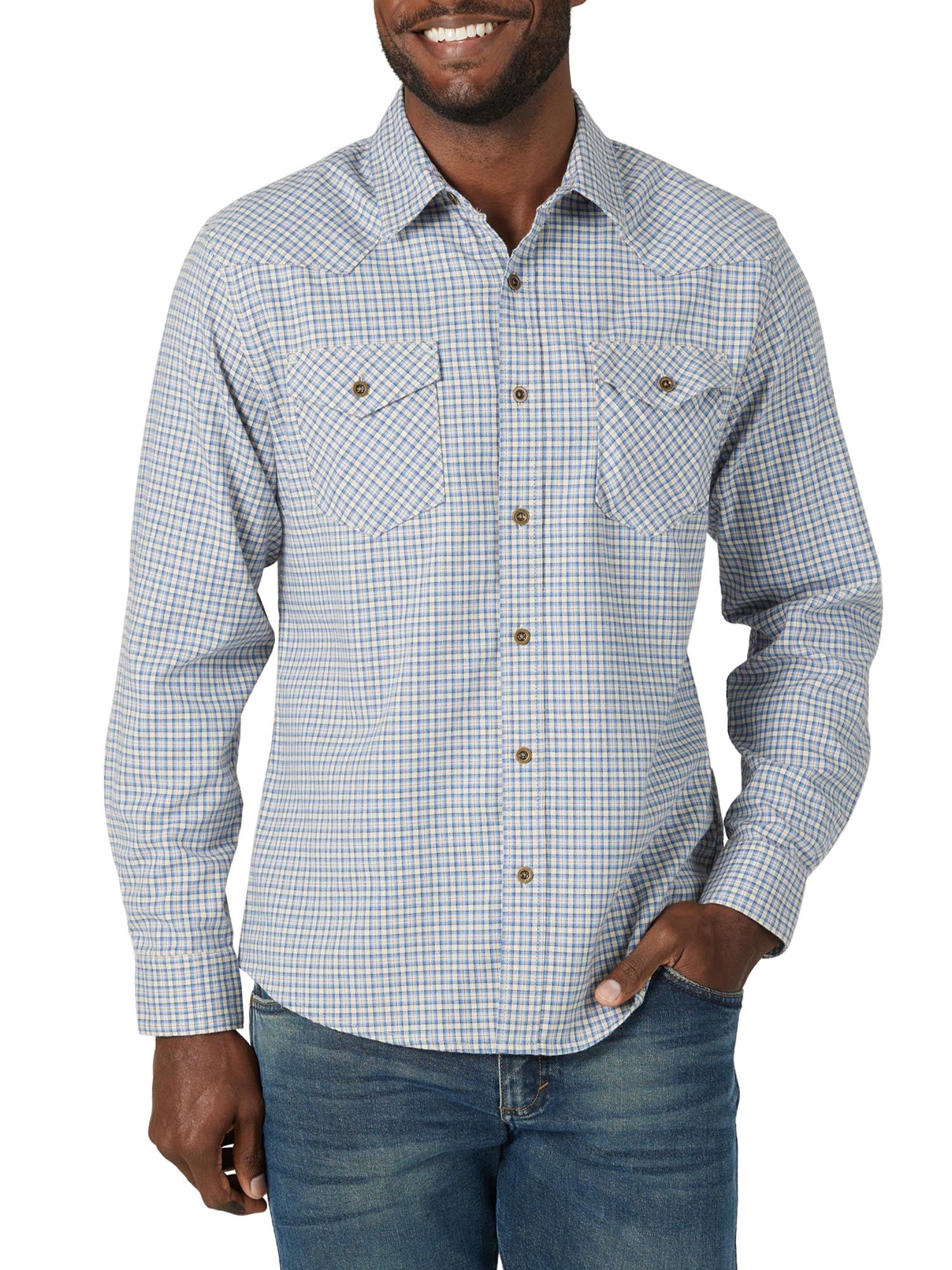 Wrangler button up hot sale shirts walmart