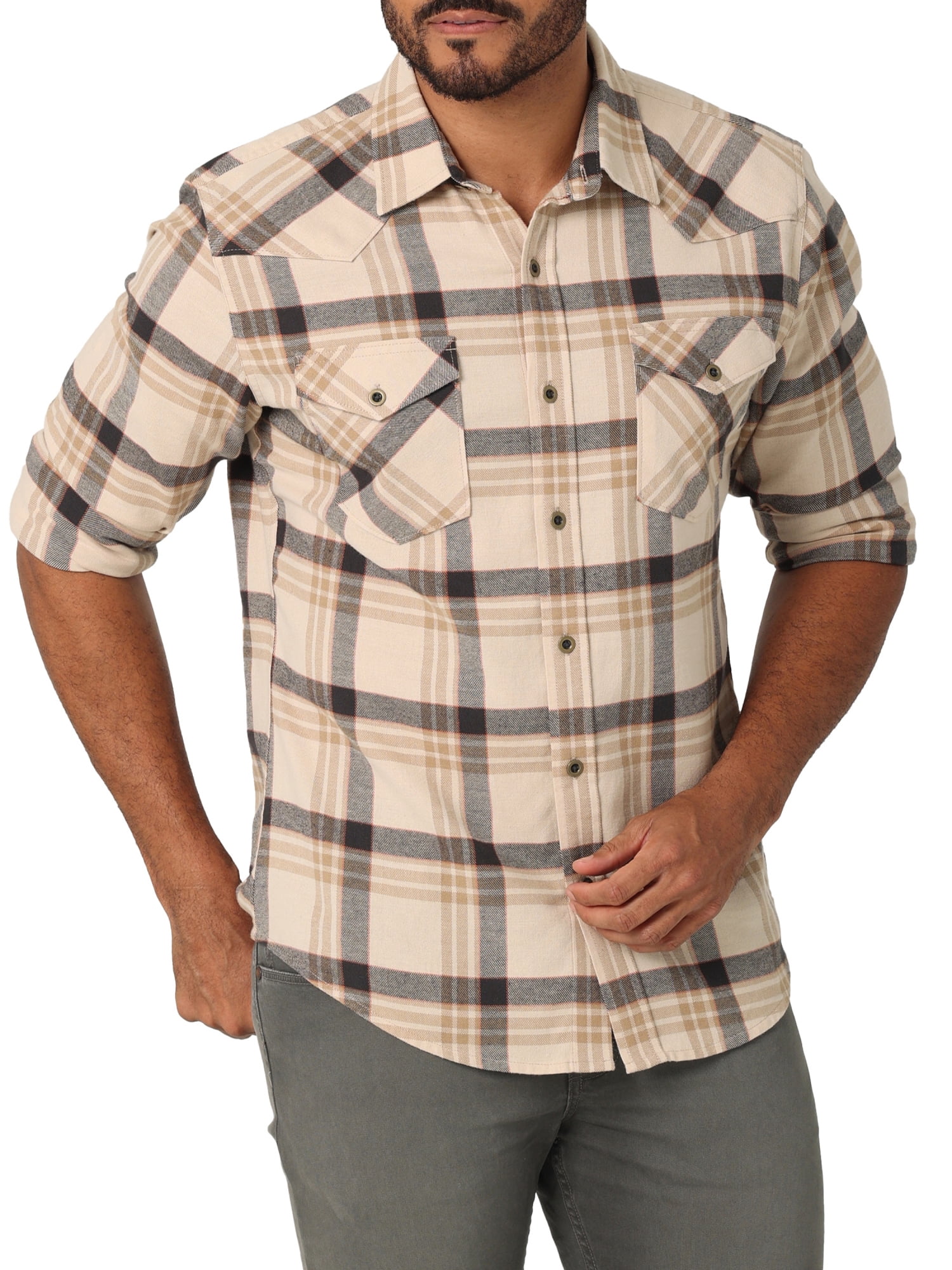 Wrangler® Men\'s Long Sleeve Slim Fit Woven Shirt