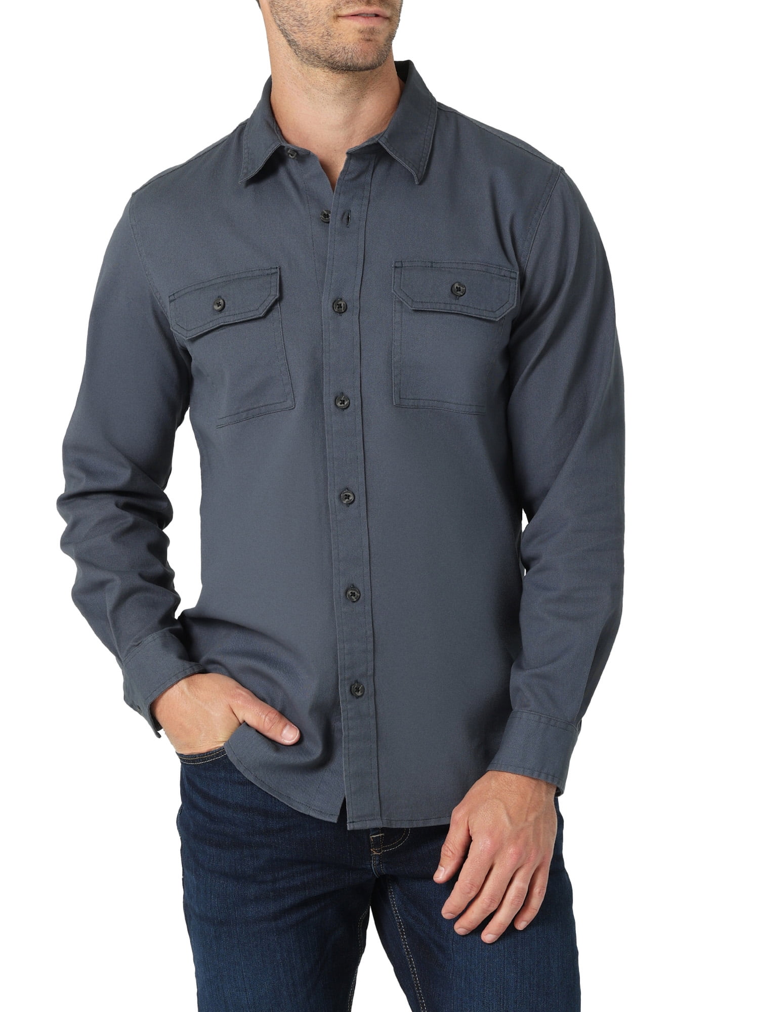 Men's Long Sleeve Shirt Jacket Stretch Twill main image 0