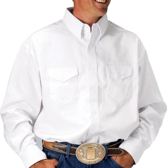 Wrangler Men's Long Sleeve Western Button Down Lightweight Solid Twill Shirt