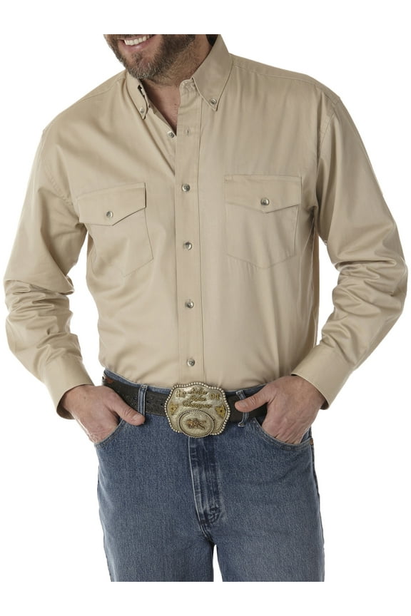 Men's Long Sleeve Western Button Down Lightweight Solid Twill Shirt