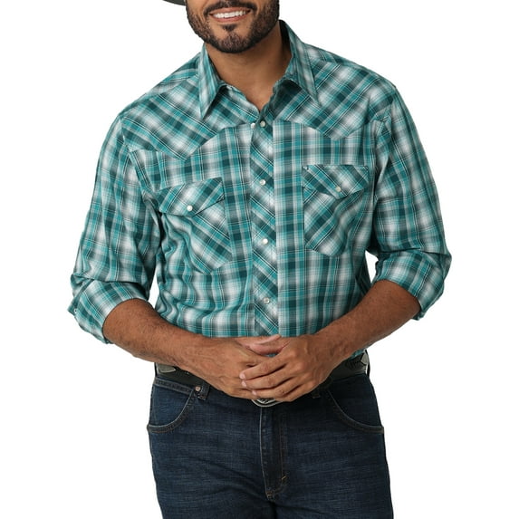 Wrangler® Men's Long Sleeve Western Plaid Shirt