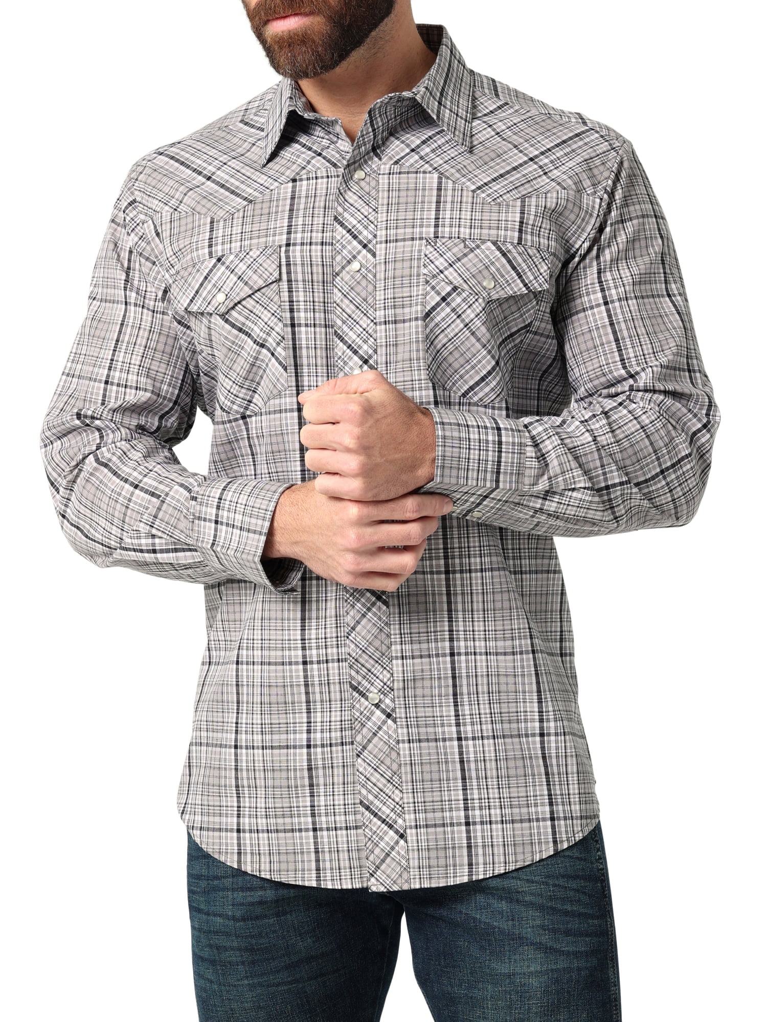 Wrangler® Men's Long Sleeve Western Plaid Shirt