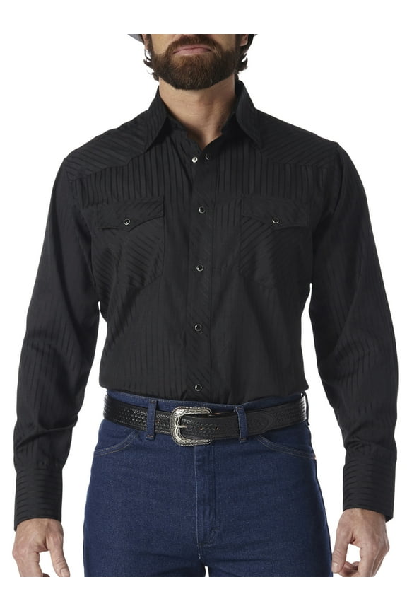 Men's Long Sleeve Western Snap Dobby Striped Shirt