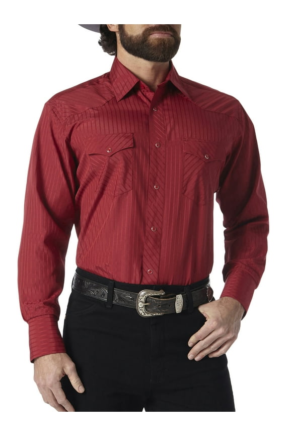 Men's Long Sleeve Western Snap Dobby Striped Shirt