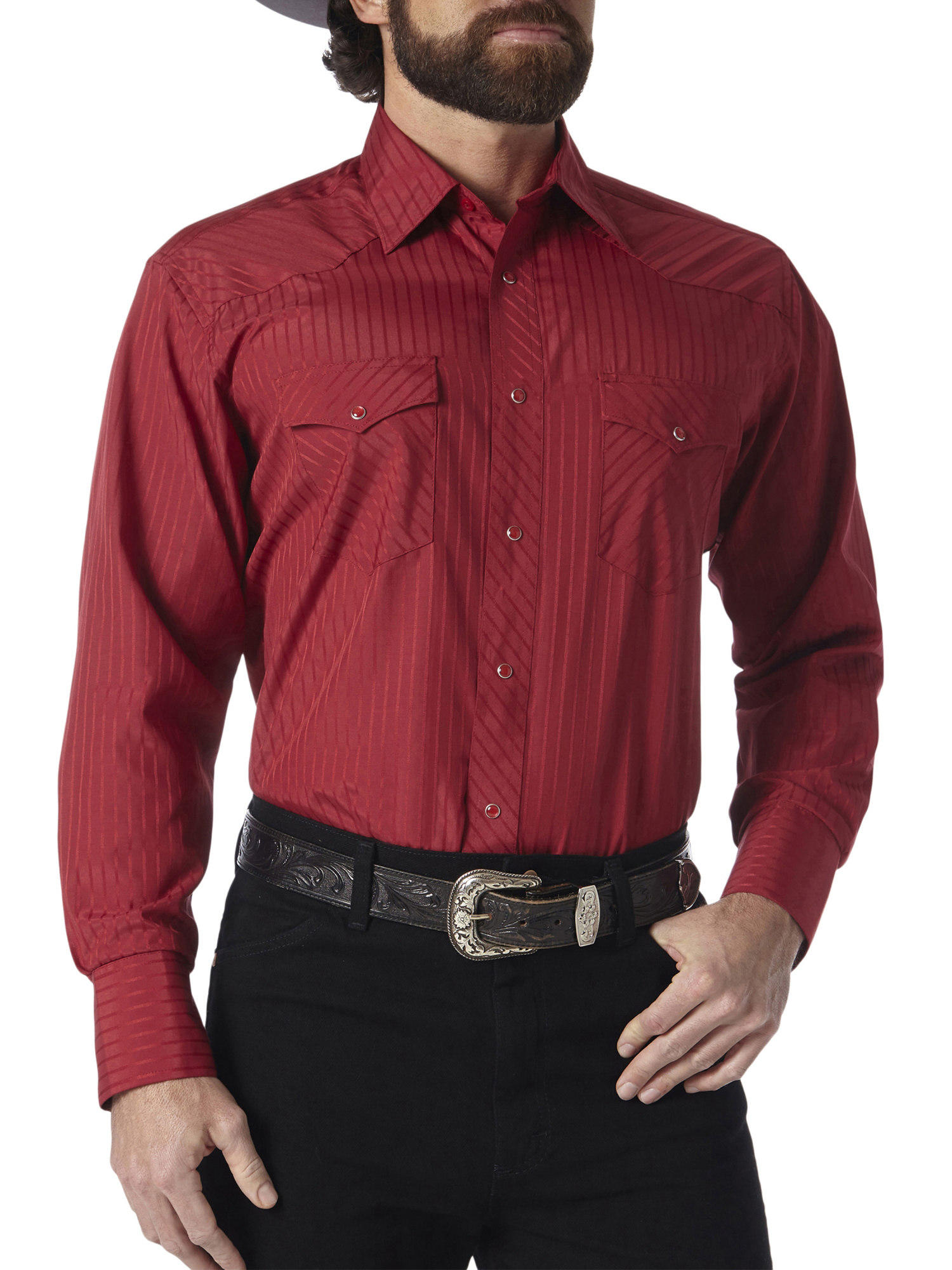 Wrangler Men's Long Sleeve Western Snap Dobby Striped Shirt - image 1 of 4