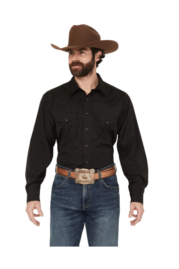 Men's Long Sleeve Western Snap Dobby Striped Shirt